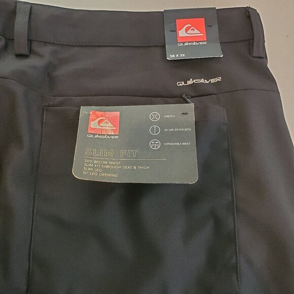 NWT QUICKSILVER SZ 38x32 Men's Stretch Tech Woven Slim Fit Pants in Black - Picture 4 of 12
